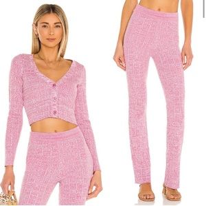 Lovers + Friends Mckenna Knit Cardigan + Pant Set in Marled Pink